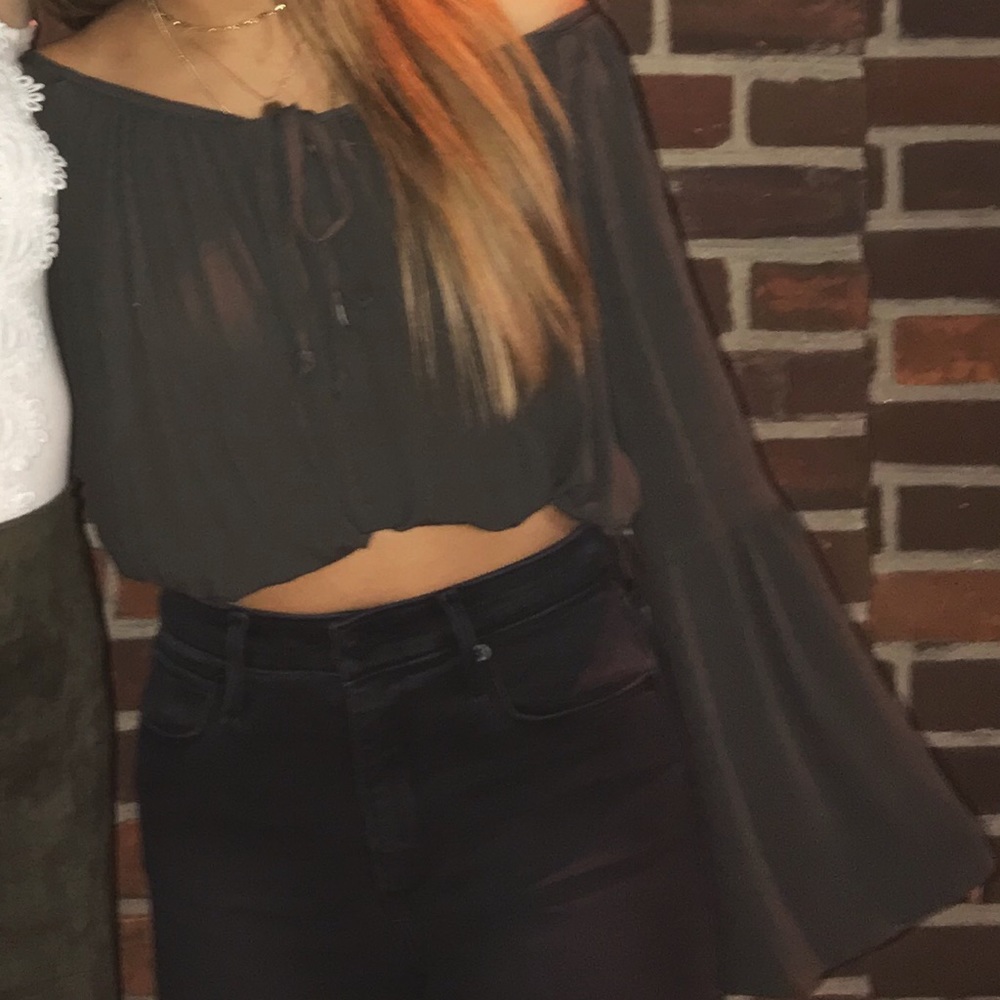 Olive off shoulder top from American threads